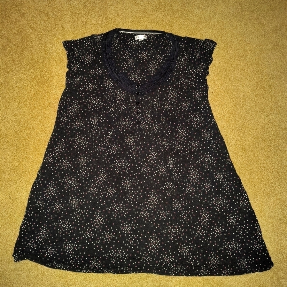 Women's Black and White Polka Dot Top croft and barrow 1x floral button shirt